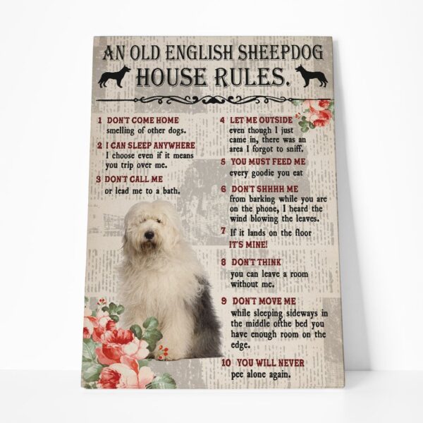 Gearhuman 3D An Old English Sheepdog House Rules Canvas GK040231 Canvas 1 Piece Non Frame M
