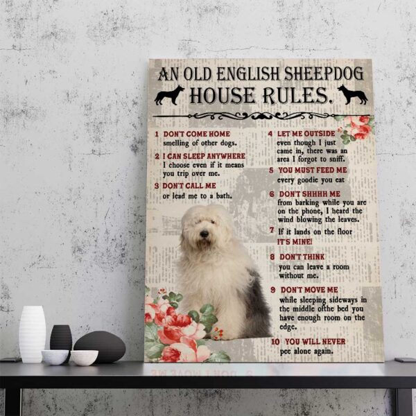 Gearhuman 3D An Old English Sheepdog House Rules Canvas GK040231 Canvas