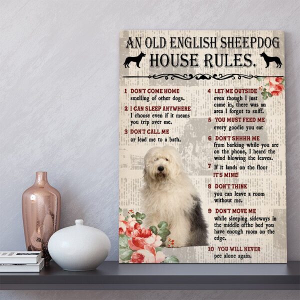 Gearhuman 3D An Old English Sheepdog House Rules Canvas GK040231 Canvas