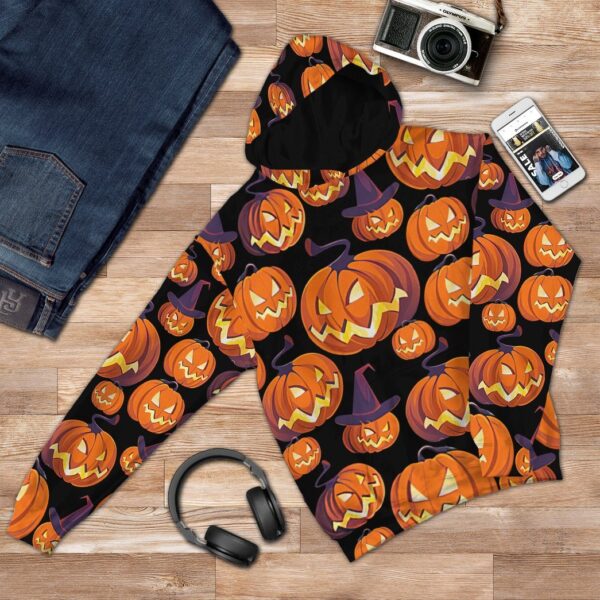 Gearhuman 3D Angry Pumpkin Halloween Custom Hoodie Apparel GV04098 3D Custom Fleece Hoodies 