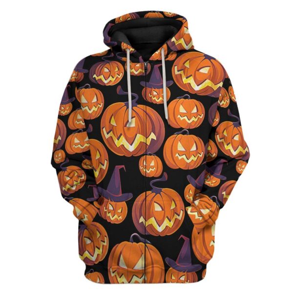 Gearhuman 3D Angry Pumpkin Halloween Custom Hoodie Apparel GV04098 3D Custom Fleece Hoodies Zip Hoodie S