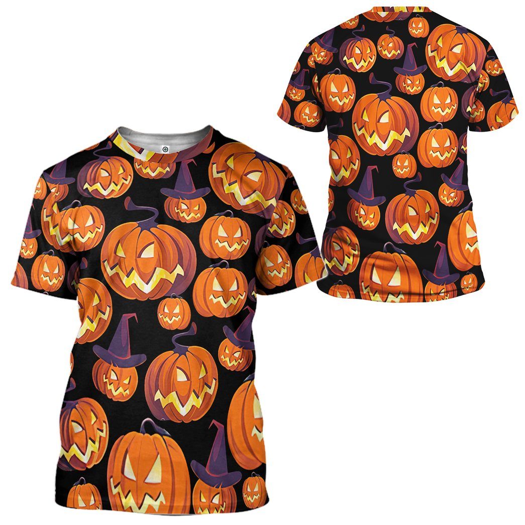 Gearhuman 3D Angry Pumpkin Halloween Custom Tshirt Apparel GV04098 3D T-shirt