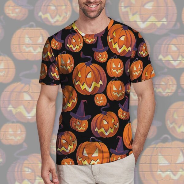 Gearhuman 3D Angry Pumpkin Halloween Custom Tshirt Apparel GV04098 3D T-shirt