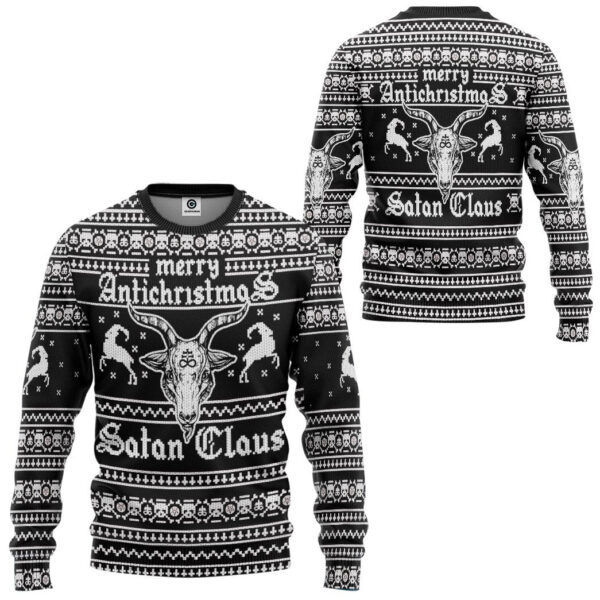 Gearhuman 3D Antichristmas Satan Claus Ugly Christmas Sweater Custom Sweatshirt Apparel GV09106 Sweatshirt