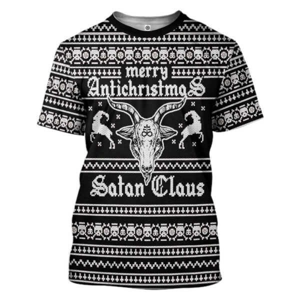 Gearhuman 3D Antichristmas Satan Claus Ugly Christmas Sweater Custom Tshirt Apparel GV09106 3D T-shirt T-Shirt S 
