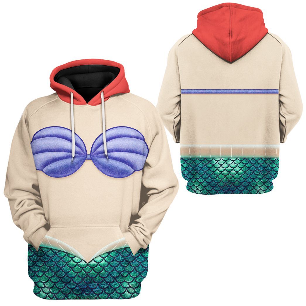 Gearhuman 3D Ariel Mermaid Custom Tshirt Hoodie Appreal CC24111 3D Apparel