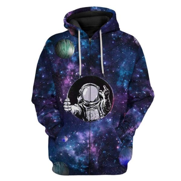 Gearhuman 3D Astronaut Comes Out of Black Hole Custom Fleece Hoodie Apparel GW10044 3D Custom Fleece Hoodies Zip Hoodie S