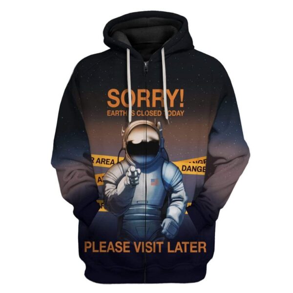 Gearhuman 3D Astronaut Space Custom Fleece Hoodie Apparel GW31031 3D Custom Fleece Hoodies Zip Hoodie S