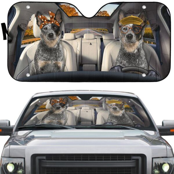 Gearhuman 3D Australian Cattle Couple Dog Auto Car Sunshade GV010310 Auto Sunshade