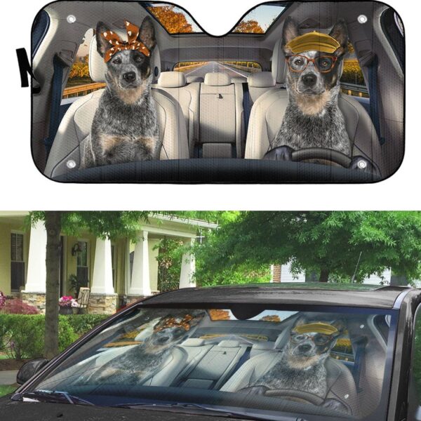 Gearhuman 3D Australian Cattle Couple Dog Auto Car Sunshade GV010310 Auto Sunshade