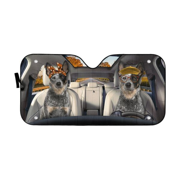 Gearhuman 3D Australian Cattle Couple Dog Auto Car Sunshade GV010310 Auto Sunshade 57''x27.5''