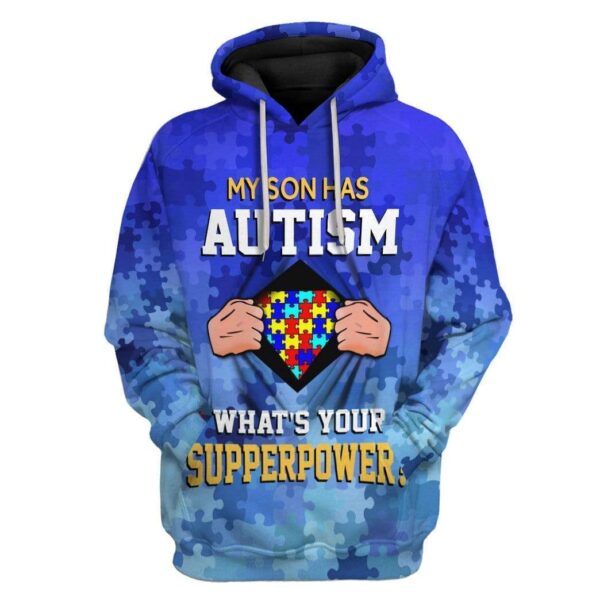 Gearhuman 3D Autism Acceptance My Son Has Superpower Custom Hoodies Apparel GT20022 3D Custom Fleece Hoodies Hoodie S 