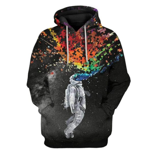 Gearhuman 3D Autism Astronaut Custom T-Shirts Hoodies Apparel AU-TA1002206 3D Custom Fleece Hoodies Hoodie S 