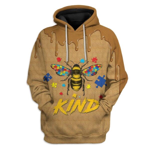 Gearhuman 3D Autism Awareness Bee Kind Custom T-Shirts Hoodies Apparel GA17022 3D Custom Fleece Hoodies Hoodie S 