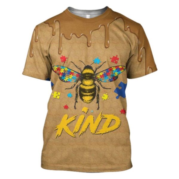 Gearhuman 3D Autism Awareness Bee Kind Custom T-Shirts Hoodies Apparel GA17022 3D Custom Fleece Hoodies T-Shirt S
