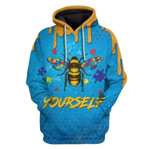 Gearhuman 3D Autism Awareness Bee Yourself Custom Hoodies Apparel GA20021 3D Custom Fleece Hoodies Hoodie S 