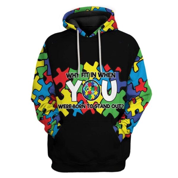 Gearhuman 3D Autism Awareness Why Fit In Custom T-Shirts Hoodies Apparel AU-TA1202207 3D Custom Fleece Hoodies Hoodie S 