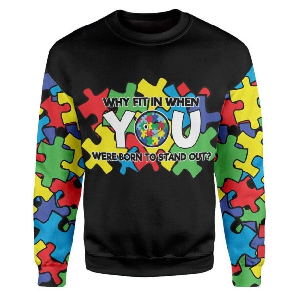 Gearhuman 3D Autism Awareness Why Fit In Custom T-Shirts Hoodies Apparel AU-TA1202207 3D Custom Fleece Hoodies Long Sleeve S