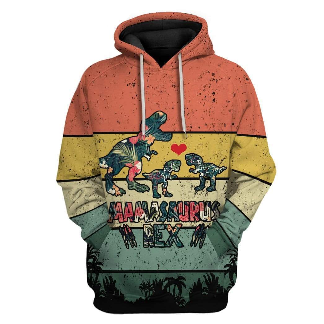 Gearhuman 3D Autism Mamasaurus Rex Custom Fleece Hoodie Apparel GA24031 3D Custom Fleece Hoodies Hoodie S