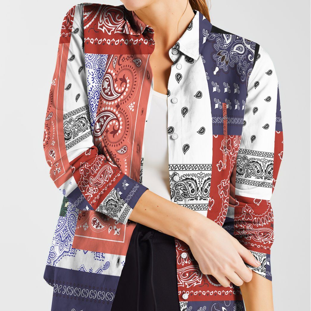 Gearhuman 3D Bandana Linen Shirt For Woman GC161019 Linen Shirt