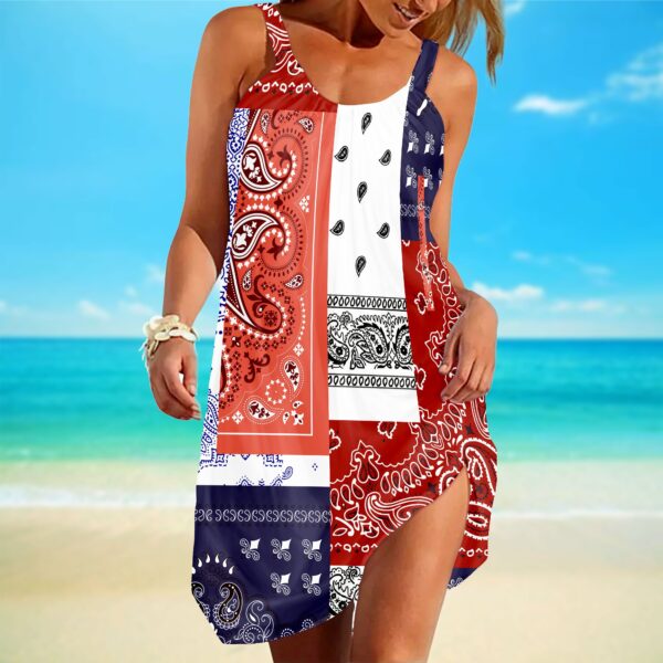 Gearhuman 3D Bandana Linen Sleeveless Dress ZK0906215 Beach Dress 