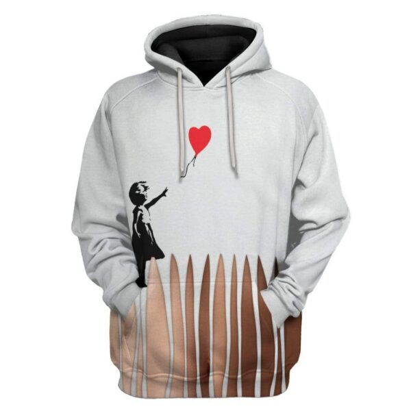 Gearhuman 3D Banksy Shredded Painting Girl With Balloon Sexy Halloween Girl Custom Hoodie Apparel GV13084 3D Custom Fleece Hoodies Hoodie S