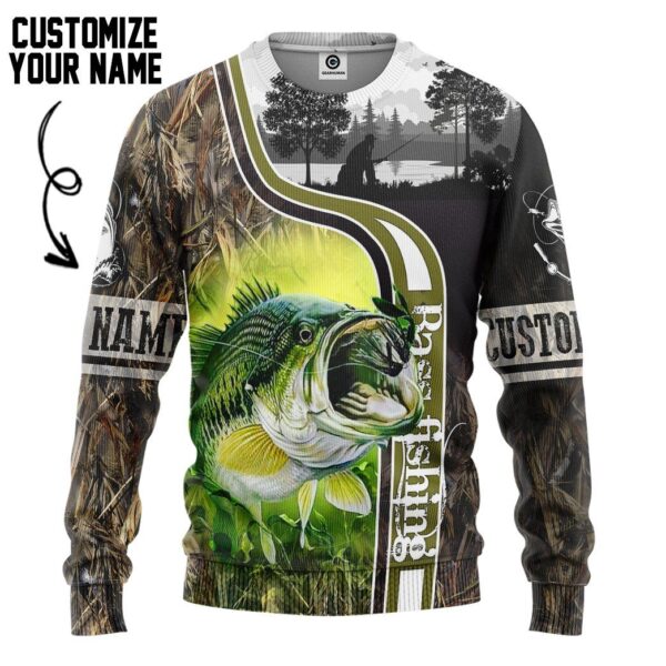 Gearhuman 3D Bass Fishing Custom Name Tshirt Hoodie Apparel GB18027 3D Apparel Long Sleeve S
