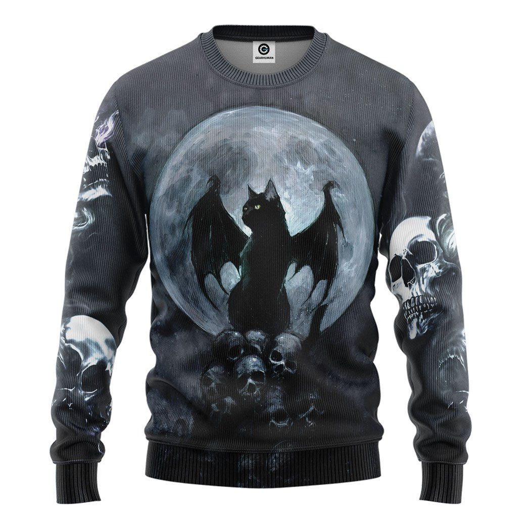 Gearhuman 3D Bat Cat Custom Tshirt Hoodie Apparel GB04112 3D Apparel Long Sleeve S