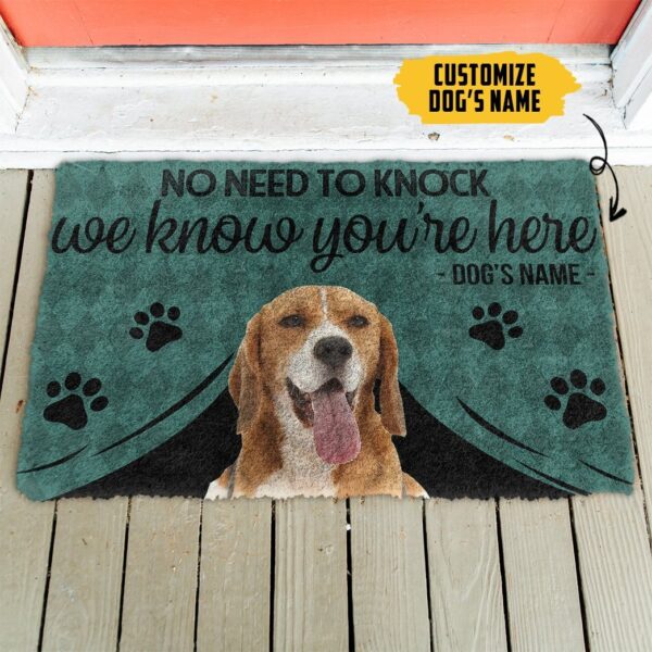 Gearhuman 3D Beagle We Know Youre Here Custom Name Doormat GW01022 Doormat