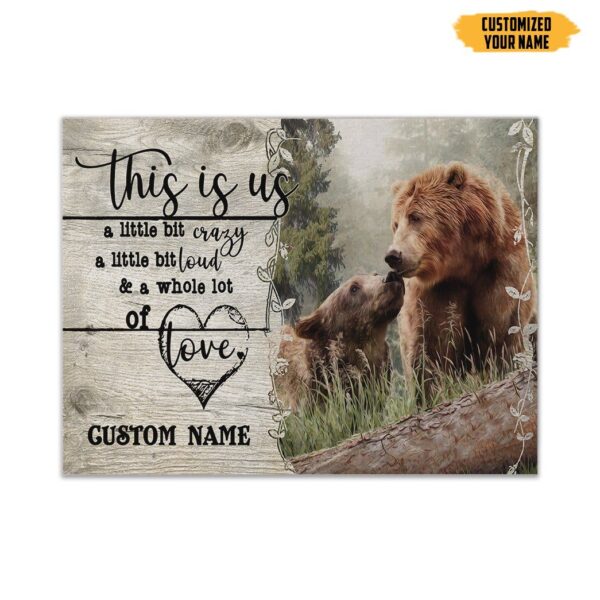 Gearhuman 3D Bear Couple A Little Bit Of Custom Name Canvas GW15014 Canvas 1 Piece Non Frame M