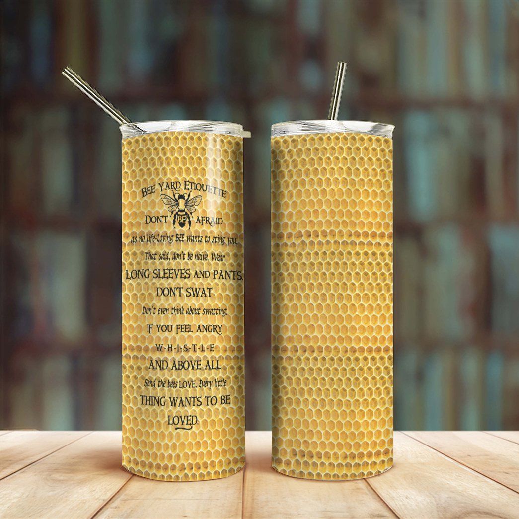 Gearhuman 3D Bee Custom Design Vacuum Insulated Tumbler GB10111 Tumbler Long 20oz