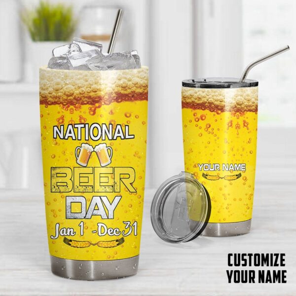 Gearhuman 3D Beer Day Custom Name Design Vacuum Insulated Tumbler GV310811 Tumbler 