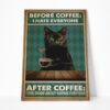 Gearhuman 3D Before Cofee Black Cat Custom Canvas GB29017 Canvas 1 Piece Non Frame M