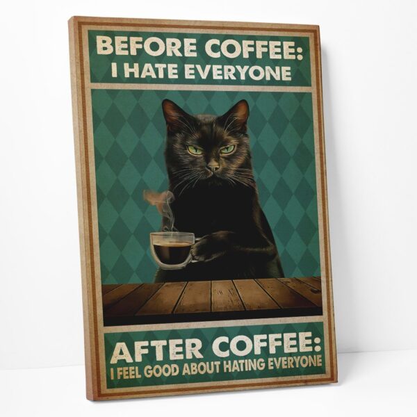 Gearhuman 3D Before Cofee Black Cat Custom Canvas GB29017 Canvas