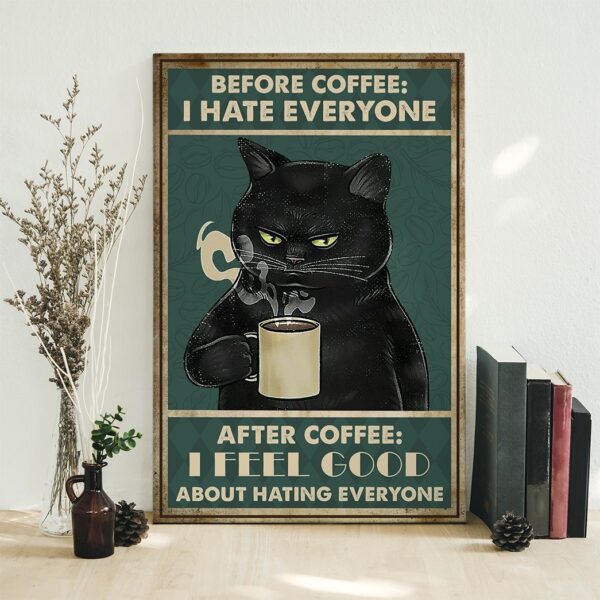 Gearhuman 3D Before Coffee Black Cat Canvas GB080313 Canvas