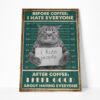 Gearhuman 3D Before Coffee I Hate People Cat Canvas GB080314 Canvas 1 Piece Non Frame M
