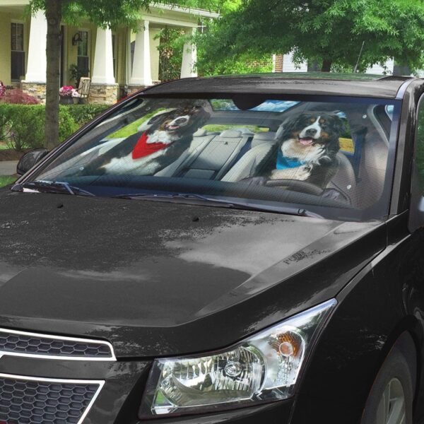Gearhuman 3D Bernese Mountain Dog Couple Auto Car Sunshade GV01036 Auto Sunshade