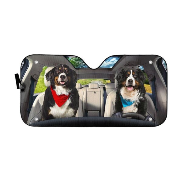 Gearhuman 3D Bernese Mountain Dog Couple Auto Car Sunshade GV01036 Auto Sunshade 57''x27.5''