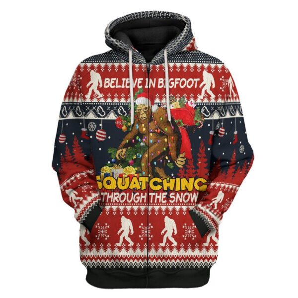 Gearhuman 3D Bigfoot Ugly Sweater GL10121 3D Apparel Zip Hoodie S 