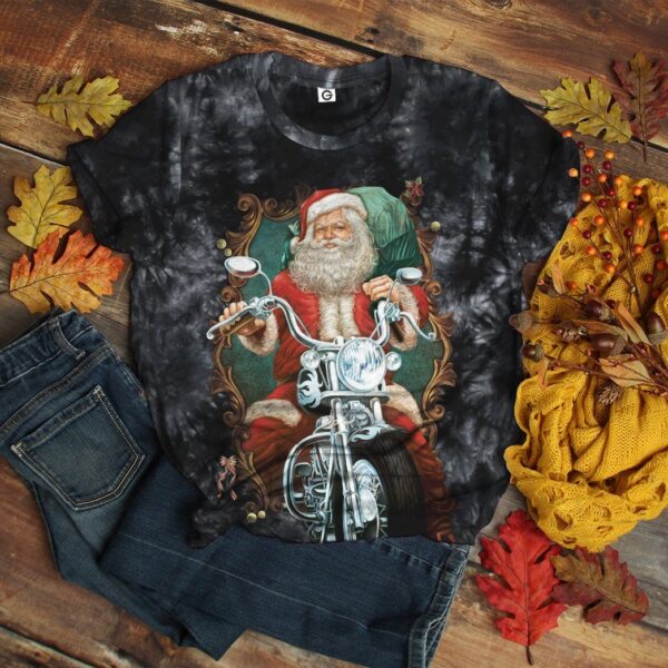 Gearhuman 3D Biker Santa Claus Custom Tshirt Apparel GW051011 3D T-shirt 