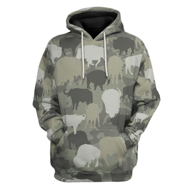 Gearhuman 3D Bison Camo Custom Tshirt Hoodie Apparel GV17125 3D Apparel Hoodie S 