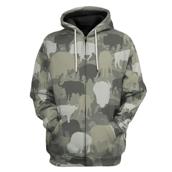 Gearhuman 3D Bison Camo Custom Tshirt Hoodie Apparel GV17125 3D Apparel Zip Hoodie S 