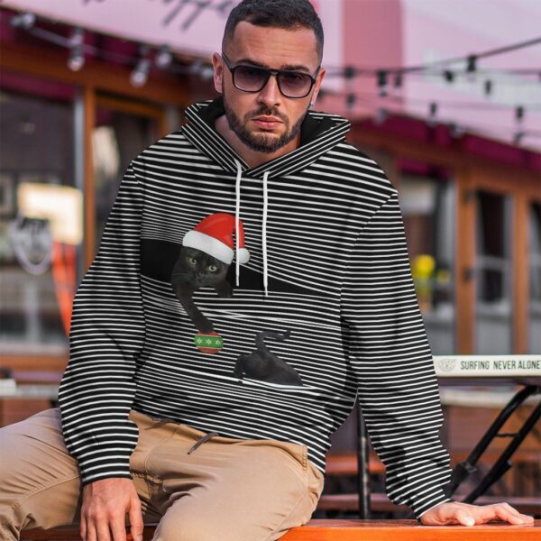 Gearhuman 3D Black cat at Christmas Custom Tshirt Apparel GX03111 3D Apparel 