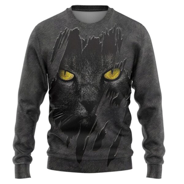 Gearhuman 3D Black Cat Fleece Tshirt Hoodie Apparel ZZ0807211 3D Apparel Long Sleeve S