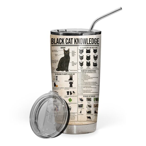 Gearhuman 3D Black Cat Knowledge Giveashitometer Custom Tumbler GB010210 Tumbler Short 20oz