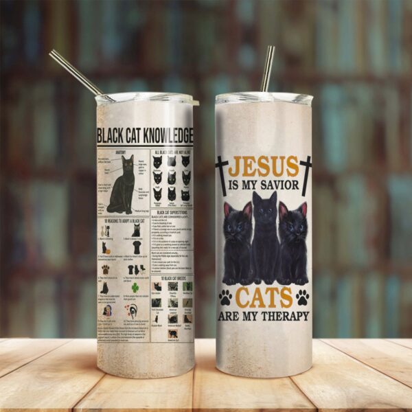 Gearhuman 3D Black Cats Are My Therapy Tumbler GB02031 Tumbler