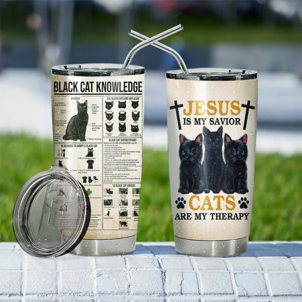 Gearhuman 3D Black Cats Are My Therapy Tumbler GB02031 Tumbler