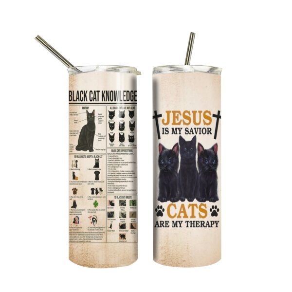 Gearhuman 3D Black Cats Are My Therapy Tumbler GB02031 Tumbler Long 20oz