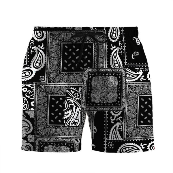 Gearhuman 3D Black Multiple Paisley Bandanas Shorts ZK3105214 Men Shorts Beach Shorts / S 