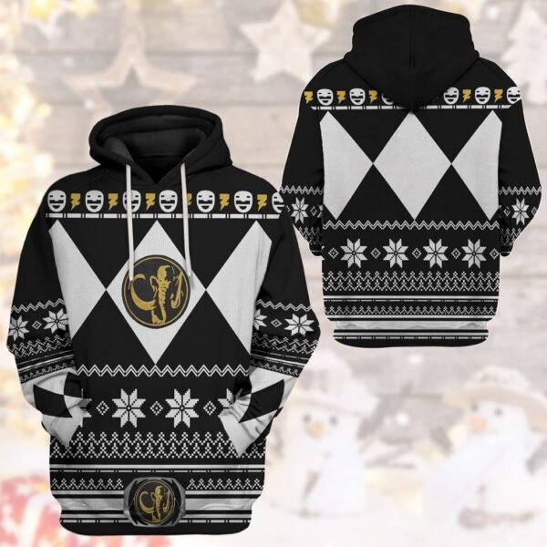 Gearhuman 3D Black Power Ranger Custom Tshirt Hoodie Apparel CW29108 3D Apparel 